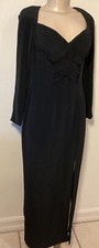 Vintage Niteline by Della Roufogali Black Dress Pleated Bust 14 EUC