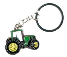 Keyring Metal & Enamel Green Tractor (35 x 25mm) Off-Road Farmyard Farm Vehicle