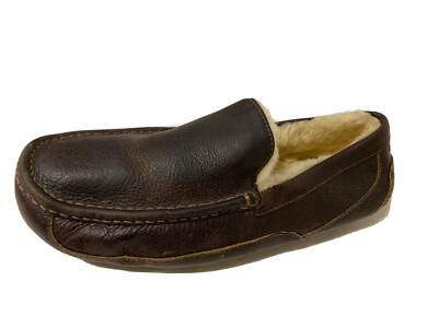 UGG Men's Ascot Leather 5379 Loafer Slipper Size 12 Brown EUR UK 
