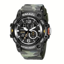 Sports Watch LED Stopwatch Dual Display Fluorescent Colors Digital Wristwatch