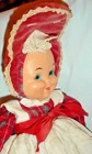 ANTIQUE STUMP DOLL 23" CELLULOID FACE RED PLAID DRESS VELVET TRIM HAND CRAFTED — photo 3