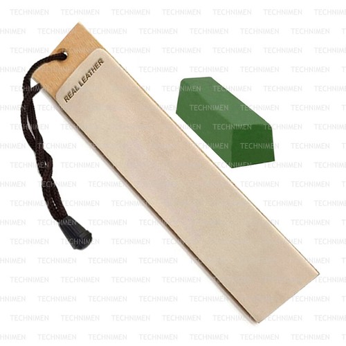LEATHER STROP STONE CHROMIUM OXIDE COMPOUND SHARPENING HONING RAZOR ...