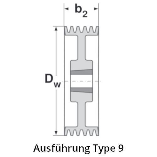 Doppelte Keilriemenscheibe  2-rillig  Für 2 Keilriemen 2x13 - 150 Mm / Bohrung 38 Mm Passfedernut 10 Mm