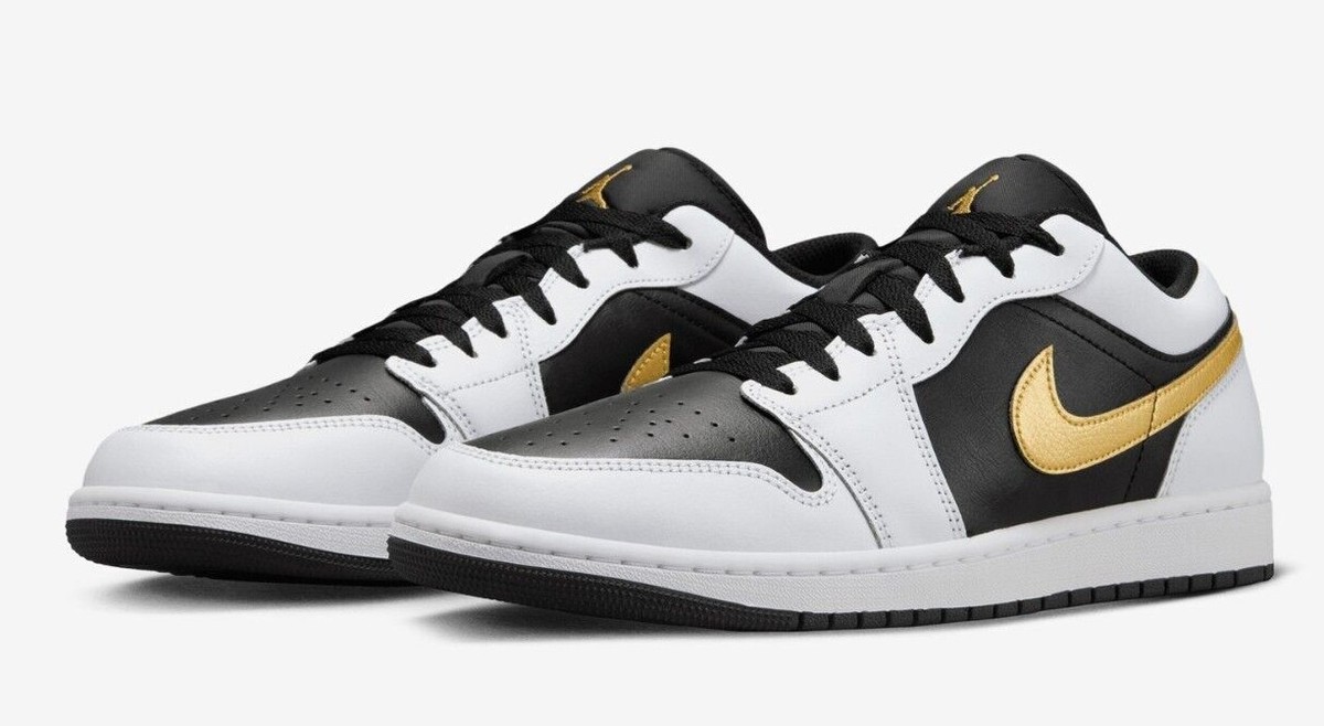 AIR JORDAN 1 LOW MEN'S WHITE / METALLIC GOLD-BLACK 553558