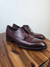 LUCCHESE MEN'S BURGUNDY GENUINE LEATHER OXFORDS SIZE 8 MADE IN USA