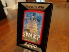 DRAIN THE SWAMP CONGRESS ALLIGATOR RED MATTE ZIPPO LIGHTER MINT IN BOX
