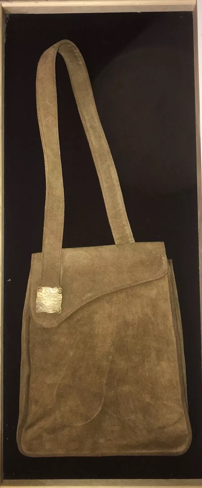 VTG Hutzlers Leather/Seude Shoulder Bag/Purse UNUSUAL  1970s Made in Spain EUC image 2