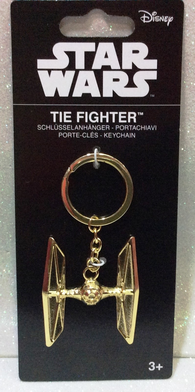 STAR WARS TIE FIGHTER PORTACHIAVI METALLO DORATO 2D GOLD METAL KEYCHAIN