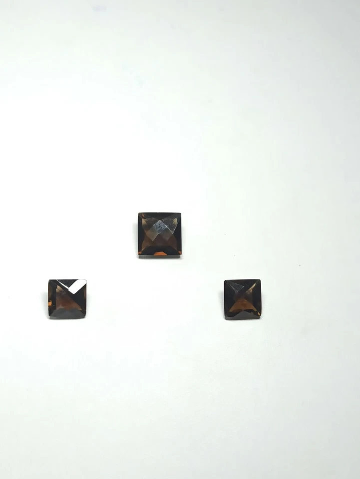 Quartz,Smoky Quartz Square Cut 3 Piece set 14.85 carats 12×12 mm & 10×10 mm size - Image 2 of 4