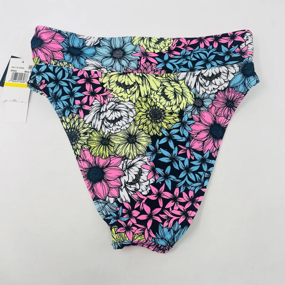 Salt + Cove Juniors Medium Blossomed Floral Print High-Waist Bikini Bottoms 475 - Image 3 of 4
