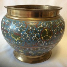 Japon superbe cache pot cloisonné blason clan de DAIMYO TOKUGAWA XIXe Edo Nippon