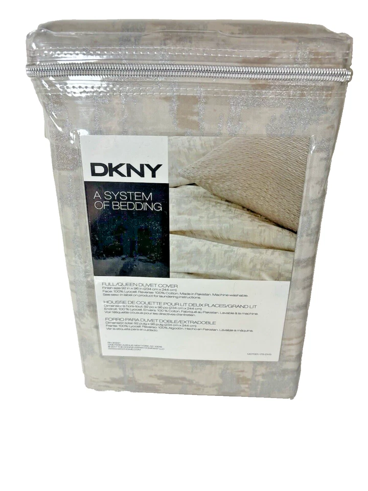 Пододеяльник DKNY Motion Full Queen + стандартный набор наволочек овсянка серебристый металлик - Изображение 3 из 4