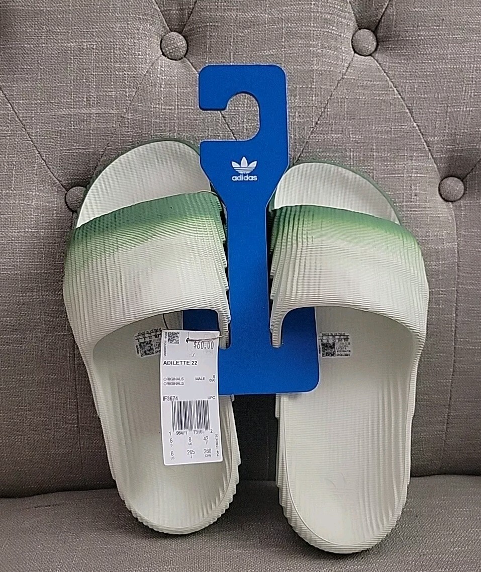 Adidas Adilette 22 Slides, Mens Size 7 & 8, Magic Lime Desert Sand Adidas Adilette 22 Slides  main image 3