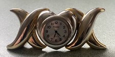 Vintage Timex Miniatur Uhr XOX Herz Umarmung & K&uuml;sse Valentinstag gold/silberfarben