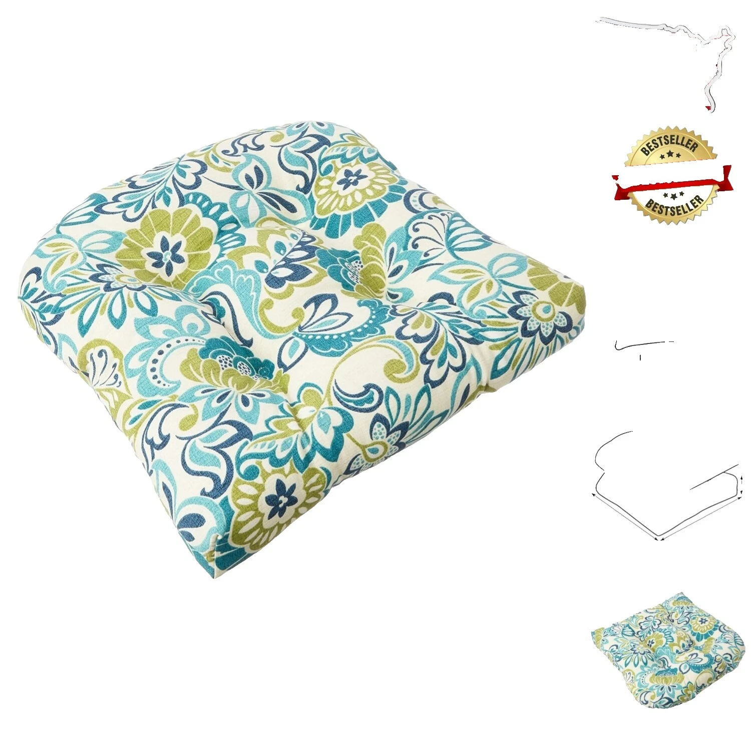 Cotton Blend Floral Patio Furniture Cushions & Pads