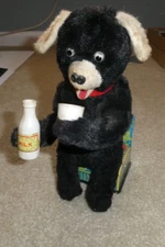 Vintage 1950s Japan Battery Operated Milk Drinking Bear Toy 10" Tall Works