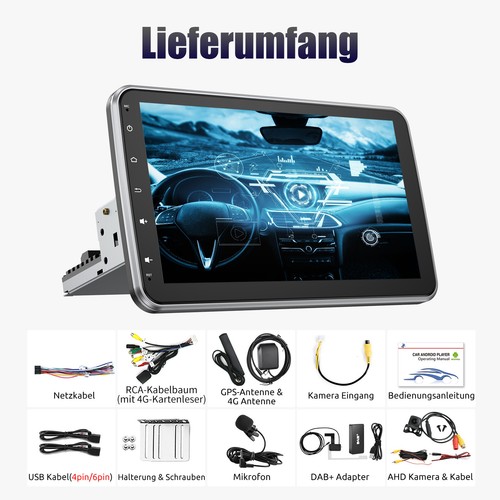 DAB+ KAM 6+128G Android 14 Carplay Autoradio 1 DIN 360° Drehbar Bildschirm 8Kern - Bild 14 von 14