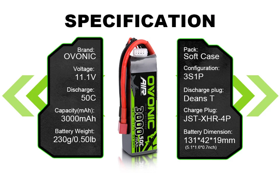 2x Ovonic 11.1V 50C 3000mAh 3S Lipo Akku T für RC Auto LKW 1/16 1/14 Heli Boot - Bild 4 von 4
