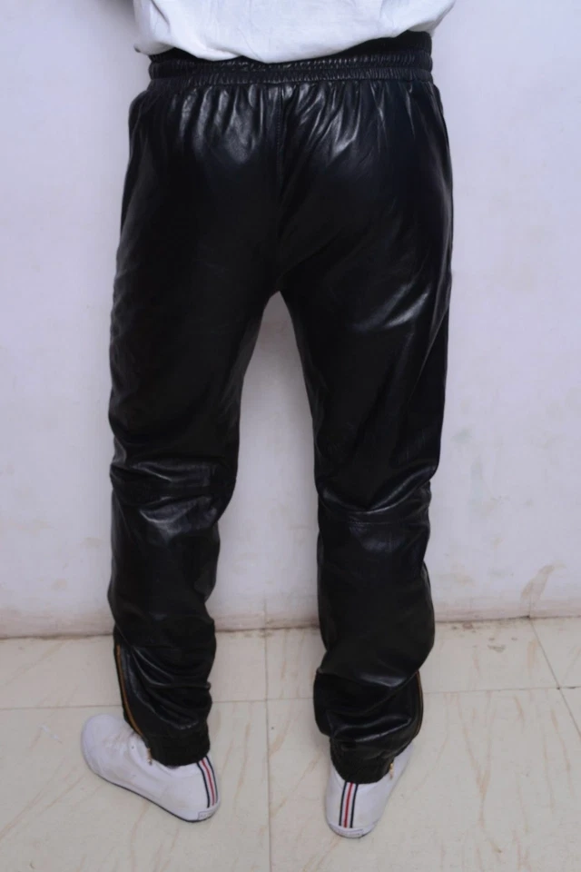 Leather Pants Men's Pant Jeans Style Men Biker Real Cargo Trousers And Black 10 - Image 4 of 4