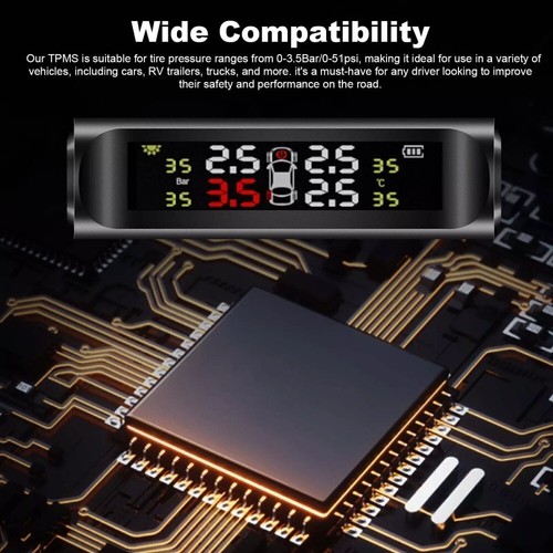 Solar LCD Wireless Auto TPMS Reifendruckkontrollsystem + 4 externe Sensoren - Bild 9 von 13