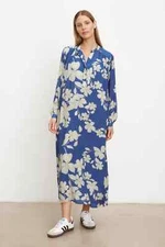 VELVET By Graham & Spencer Josepha Printed Dress Cobalt S $257 F4