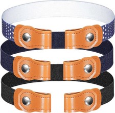 3 Pieces No Buckle Stretch Belts for Toddler, Adjustable Buckle-free Elastic
