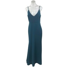 Lulus Infinite Glory Blue Green Sleeveless Cami Camisole Maxi Slip Tank Dress M