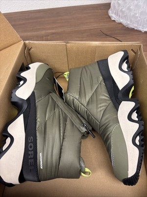 Sorel Kinetic Impact Puffy Zip WP Hightop s Stone Green/ Black Womens 8