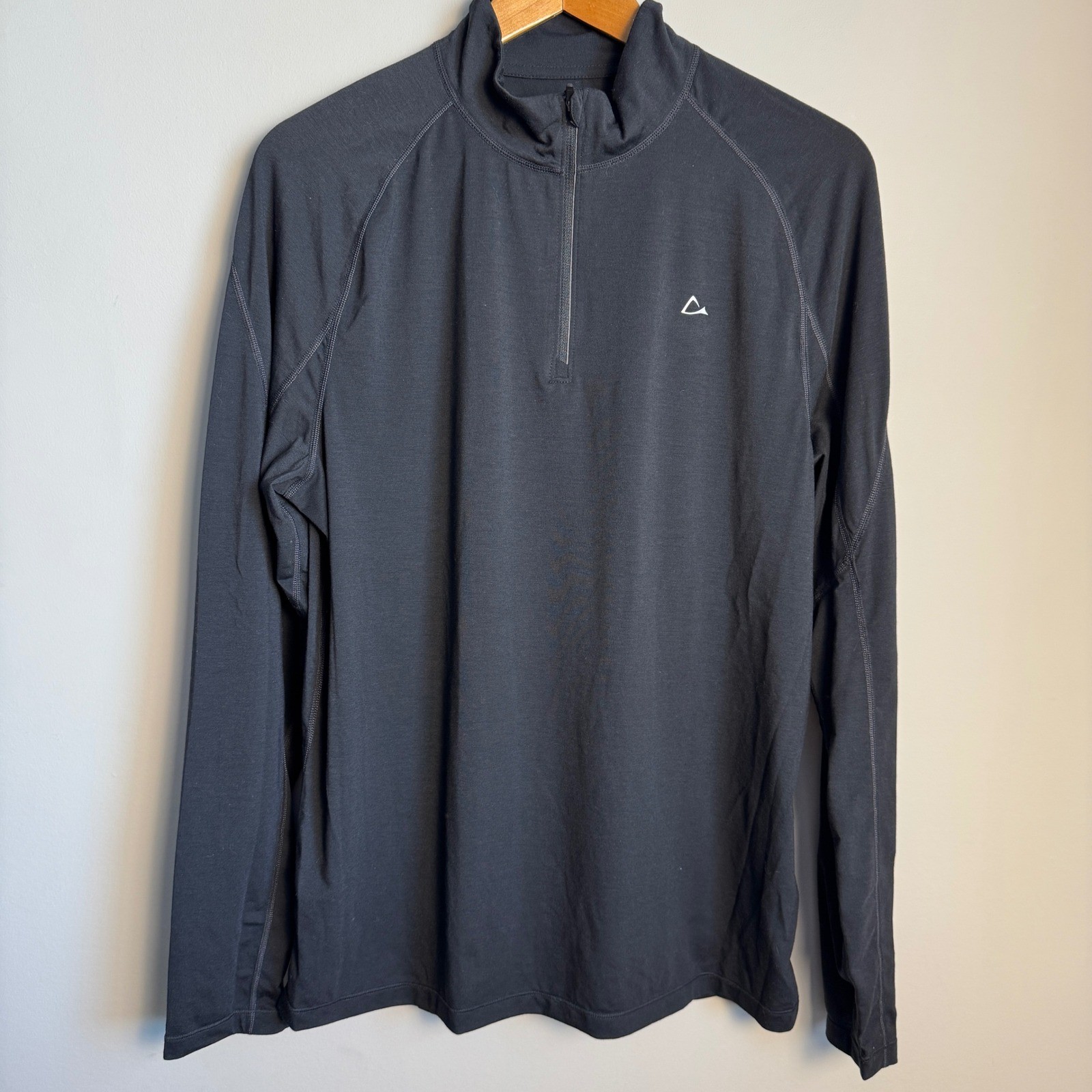Paradox Mens Merino Blend 1/4 Zip Pullover Base Layer Long Sleeve Black Large