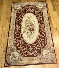 Maroon Cream Blue Aubusson  French Design Rug...