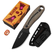 Kizer Hare Fixed Knife Nitro-V Blade Micarta &G10 Handle +Sheath Halloween Gift