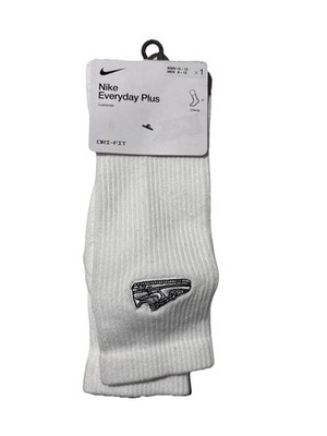 NEW Nike Air Force 1 Everyday Plus Cushioned White Crew Socks FZ3076 L 8-12