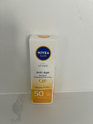 NIVEA Sun UV Face Anti-Age Q10 Balanced Dry Skin Cream SPF50 50ml (Neu) Versiegelt