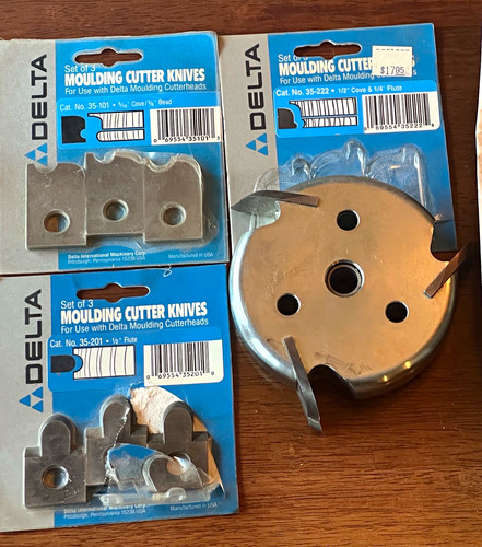 Delta Moulding Cutterhead 34-562 w/ 3 Knife Sets 35-101, 35-201, 35-222