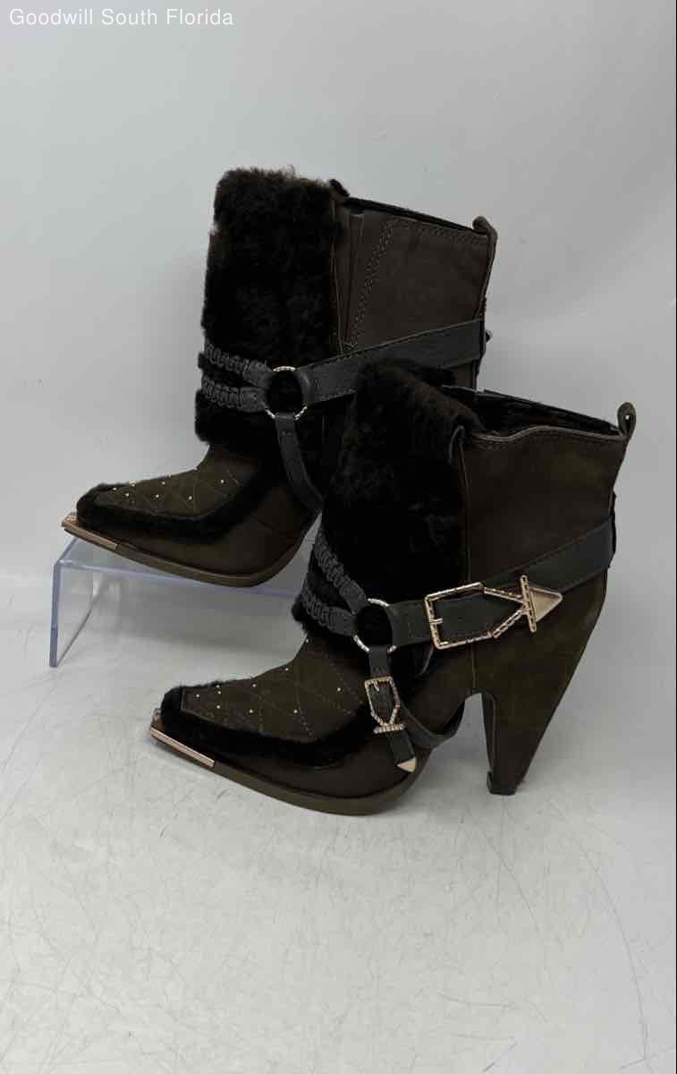 Ivy Kirzhner New York Womens Brown Cone Heel Ankle Booties Size 7M