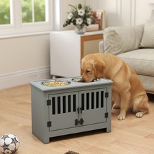 Dog Food Storage Cabinet with Bowls  Dog Feeding Station, Gray