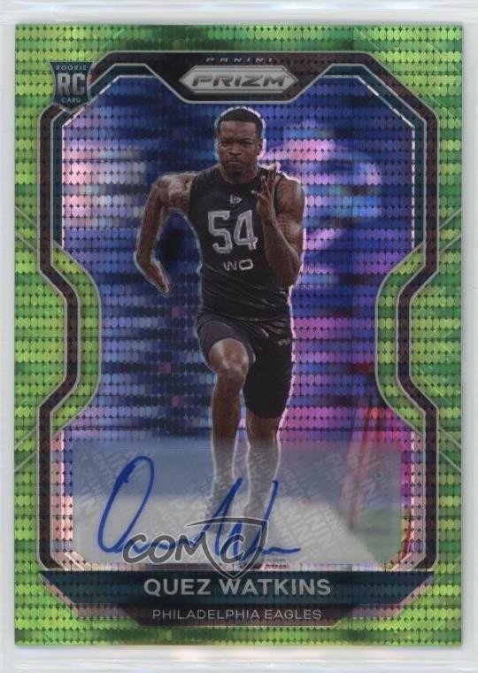 2020 Panini Prizm Neon Green Pulsar Quez Watkins #344 Rookie Auto RC