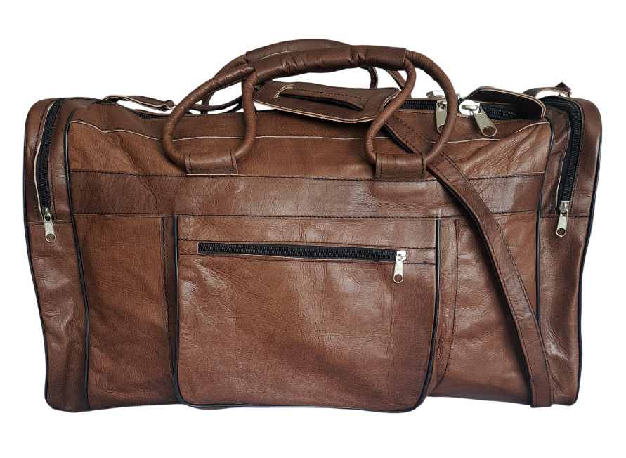 Borsa da viaggio in vera pelle di capra marrone
