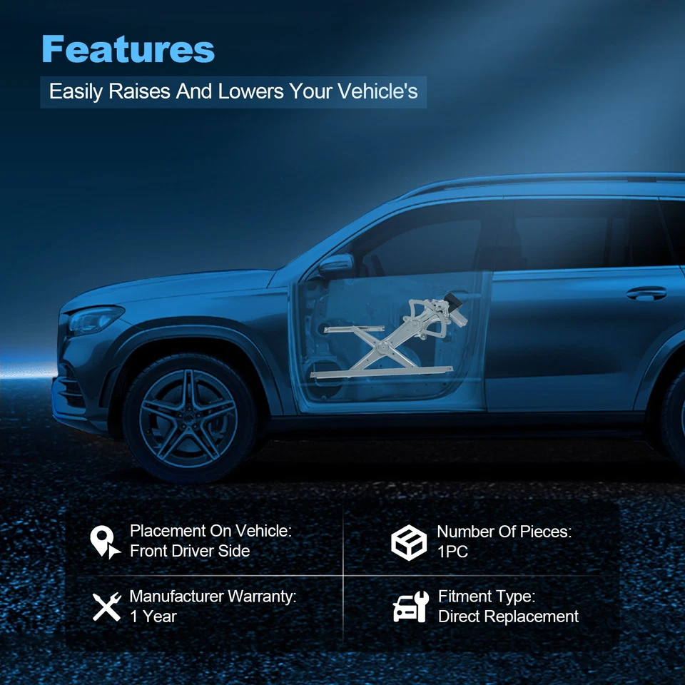 For Toyota Highlander 2007-2001 Front Driver Left LH Window Regulator w/ Motor - Изображение 3 из 4