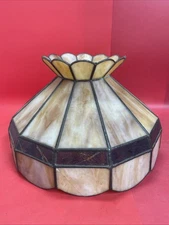 Tiffany Style Leaded Stained Glass Plastic Vintage Hanging Lamp