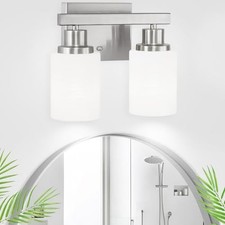 2-Light Nickel Vanity Light Bathroom Light Fixture Over Mirror 2-Light
