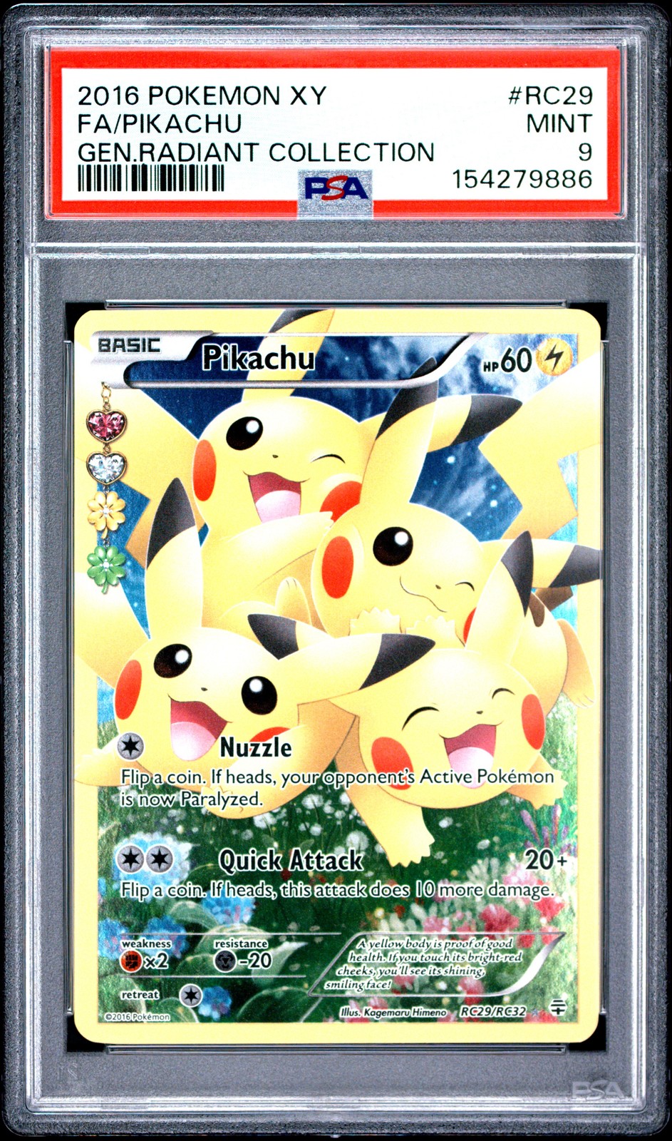 2016 POKEMON XY GENERATIONS RADIANT COLLECTION #RC29 FULL ART/PIKACHU PSA 9