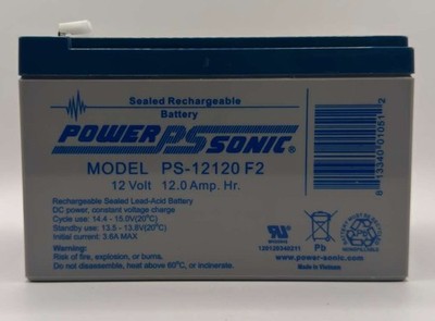 Power Sonic PS-12120 F2 12V 12Ah Sealed Rechargeable SLA Battery 2025 New F2