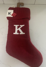 Wondershop Target Red knitted holiday stocking with white embroidered K