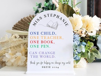 Personalised UV Printed Teacher Table Sign   A5 Size with Stand