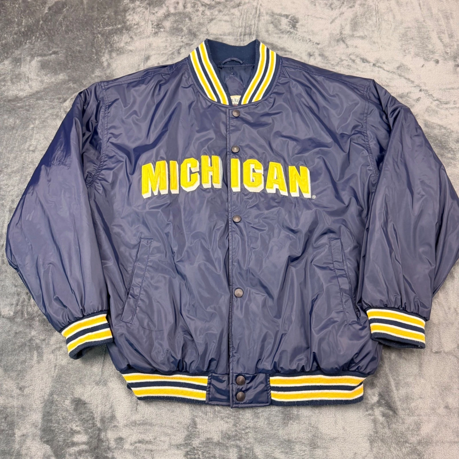 Vtg Steve & Barry's Michigan Wolverines Varsity Jacket Navy Blue XL Bomber image 2