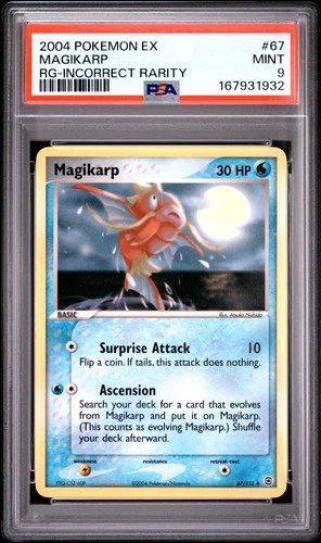 2004 POKEMON EX FIRE RED & LEAF GREEN INCORRECT RARITY #67 MAGIKARP PSA 9