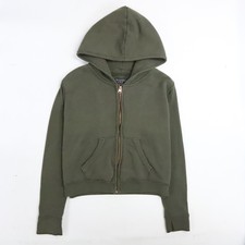 Abercrombie  Fitch Full Zip Cropped Sweatshirt Hoodie Womens Size Medium Green
