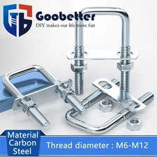 M6-M12 Square U-Bolts With Nut & Plate Galvanized Carbon Steel Fixing Clamp Bolt