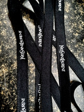 YSL Yves Saint Laurent Black Satin Ribbon, RARE. Sell by the yard
